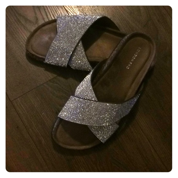 sparkly slip on sandals
